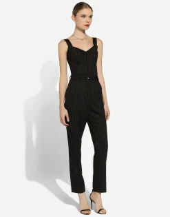 Tailored pinstripe wool pants