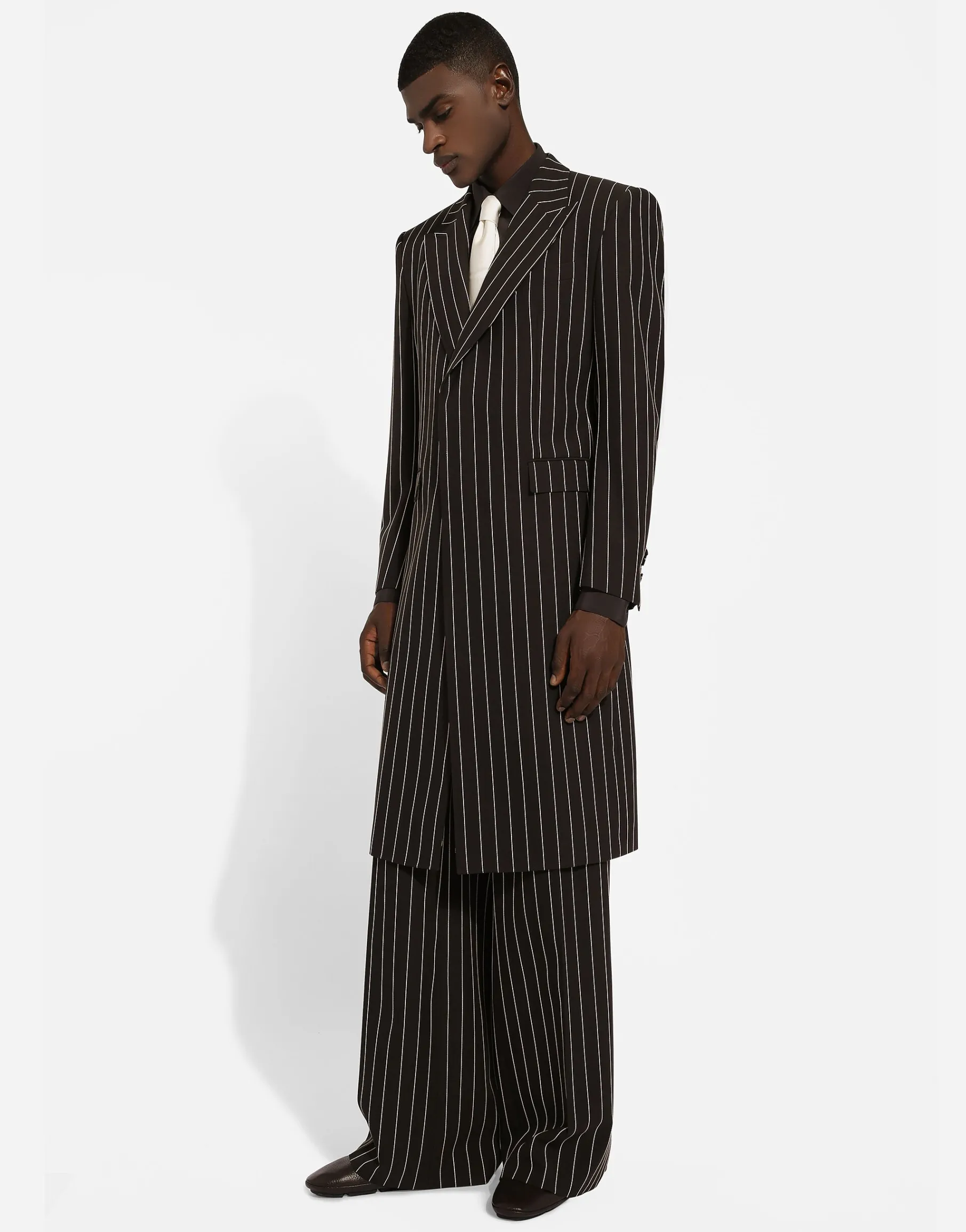 Tailored pinstripe wool pants