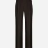 Tailored silk pants with darts