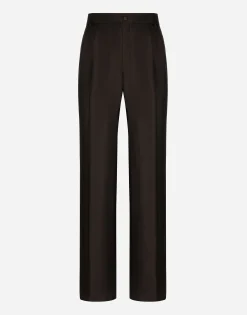 Tailored silk pants with darts