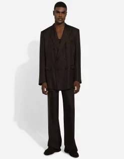 Tailored silk pants with darts