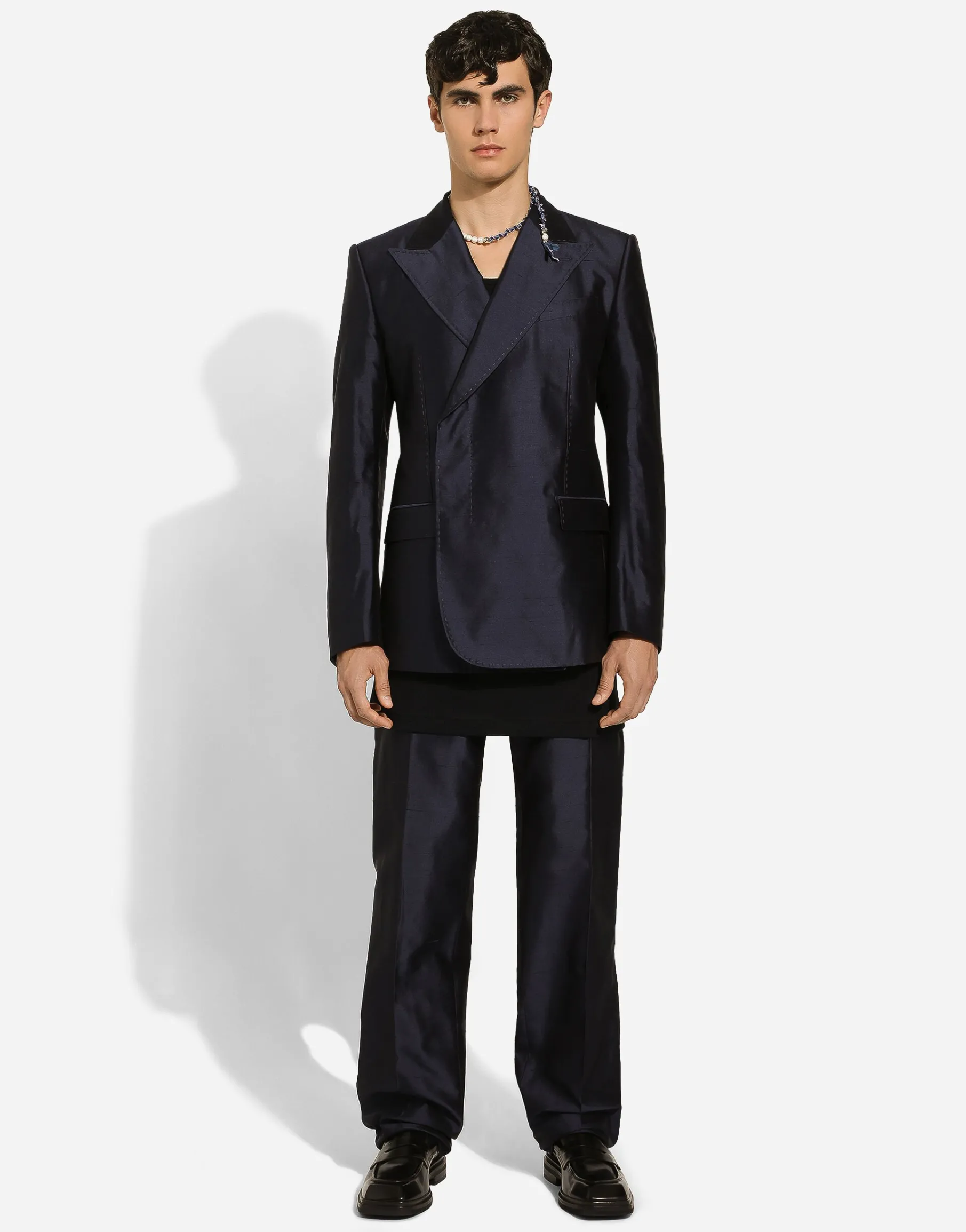 Tailored silk shantung pants