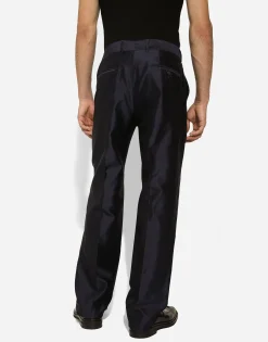 Tailored silk shantung pants