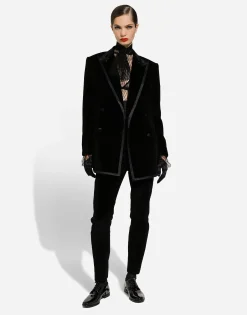 Tailored velvet tuxedo pants