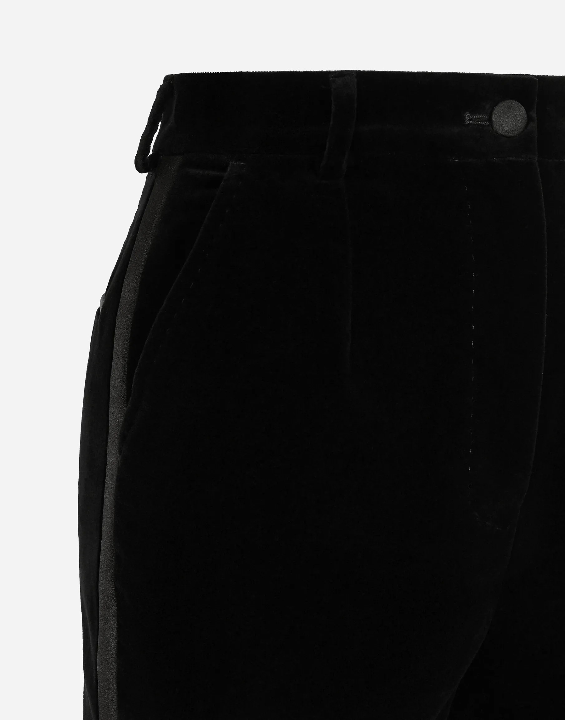 Tailored velvet tuxedo pants