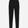 Tailored wool gabardine tuxedo pants