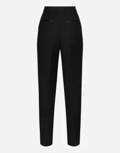 Tailored wool gabardine tuxedo pants