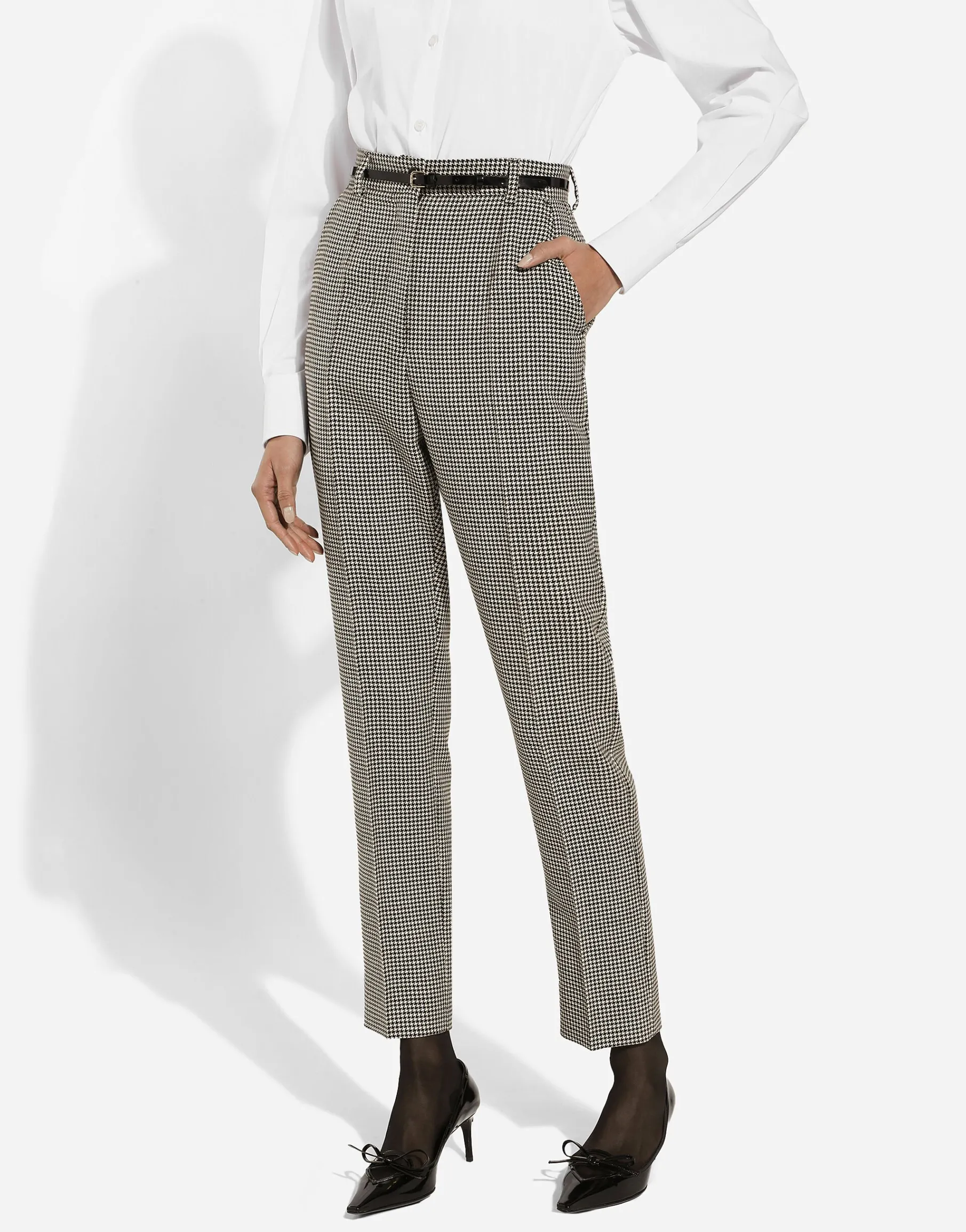 Tailored wool houndstooth pants