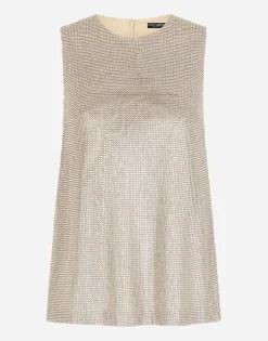 Tank top with fusible rhinestones