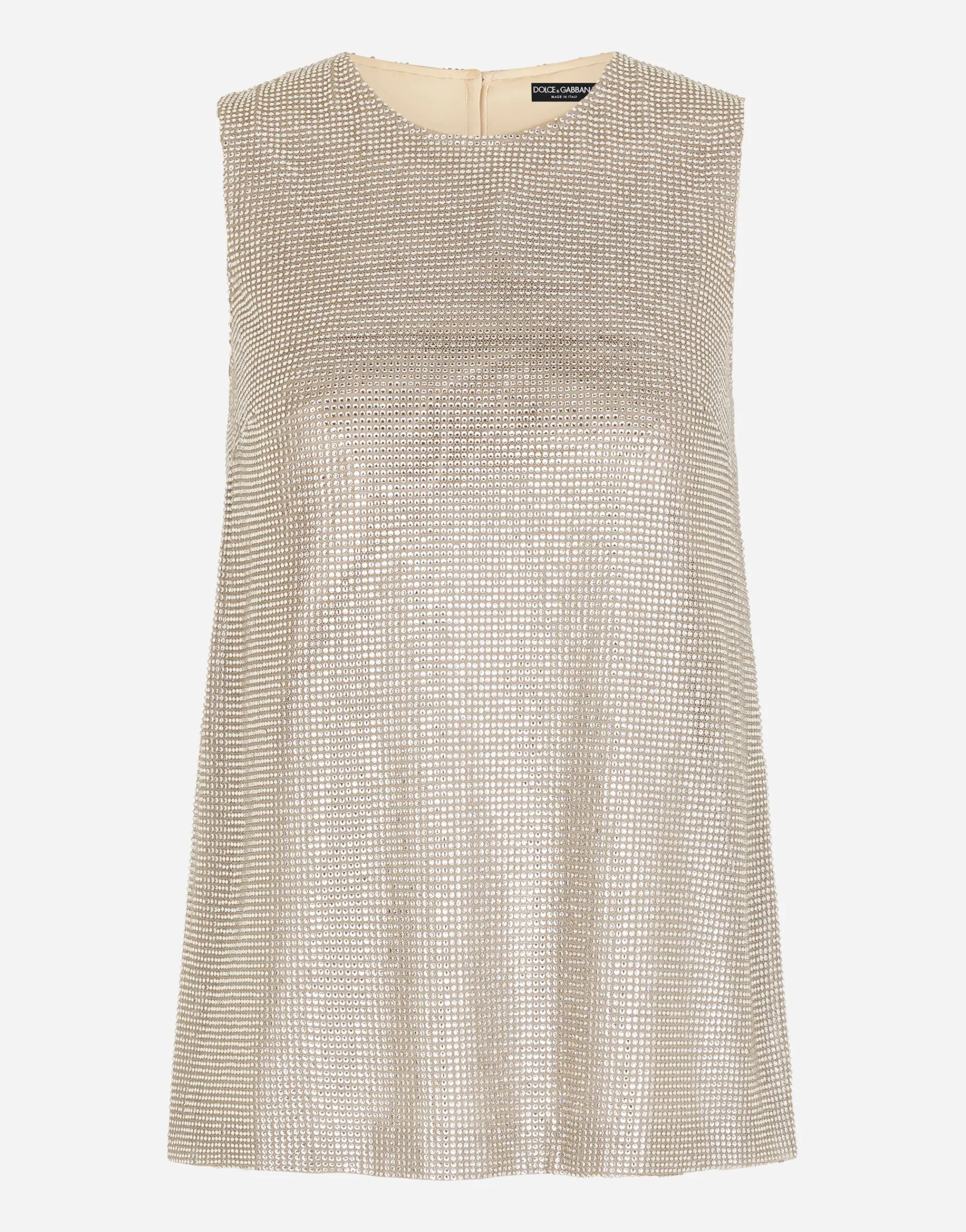 Tank top with fusible rhinestones