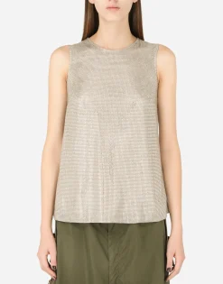 Tank top with fusible rhinestones