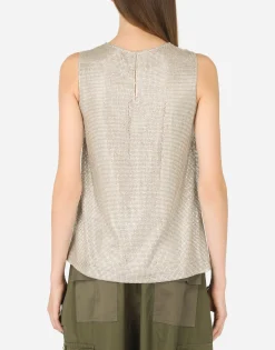 Tank top with fusible rhinestones
