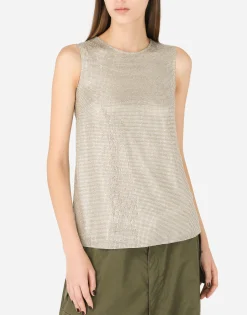 Tank top with fusible rhinestones