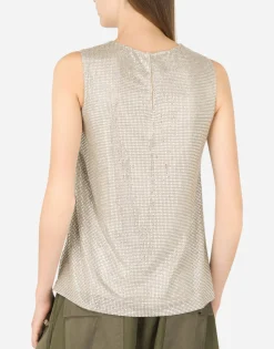 Tank top with fusible rhinestones