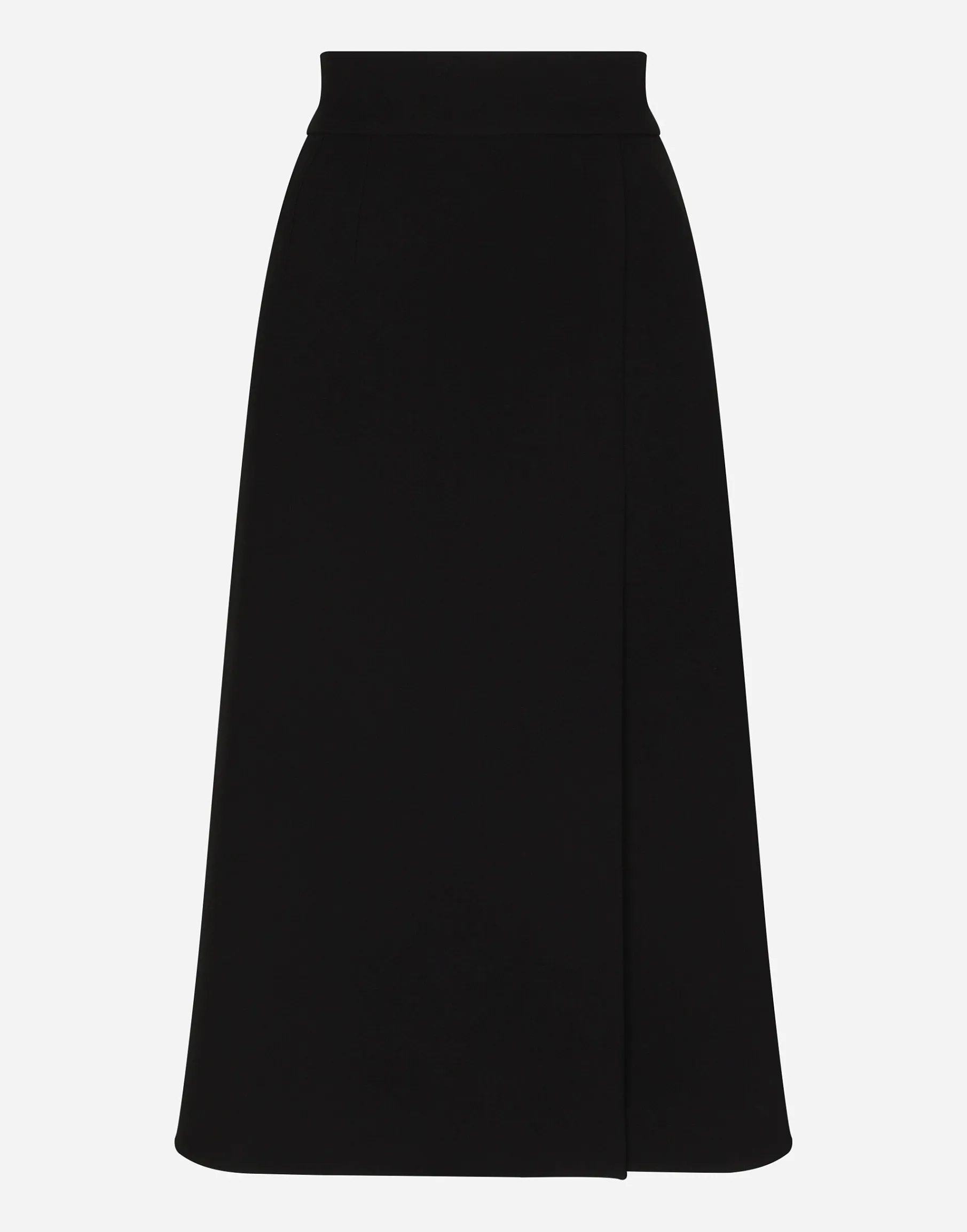 Technical crepe calf-length skirt with slit