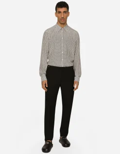 Technical fabric pants with metal DG logo