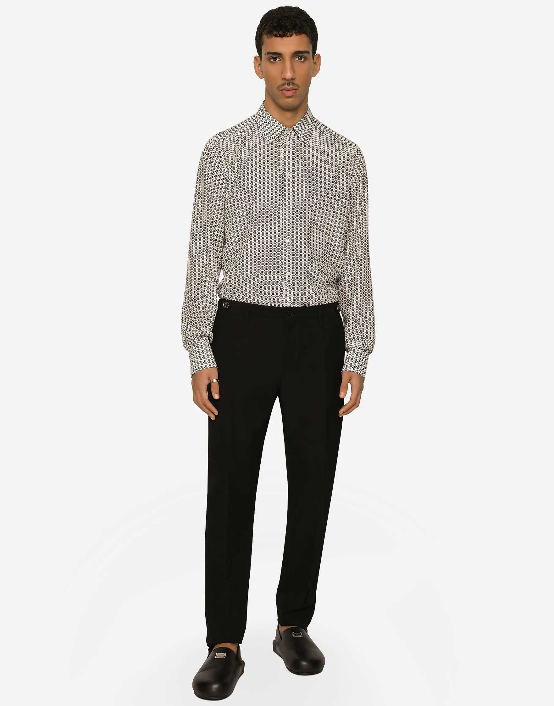 Technical fabric pants with metal DG logo