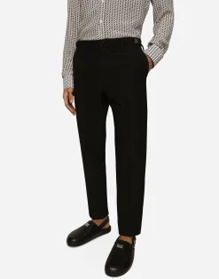 Technical fabric pants with metal DG logo