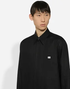 Technical fabric shirt with tag