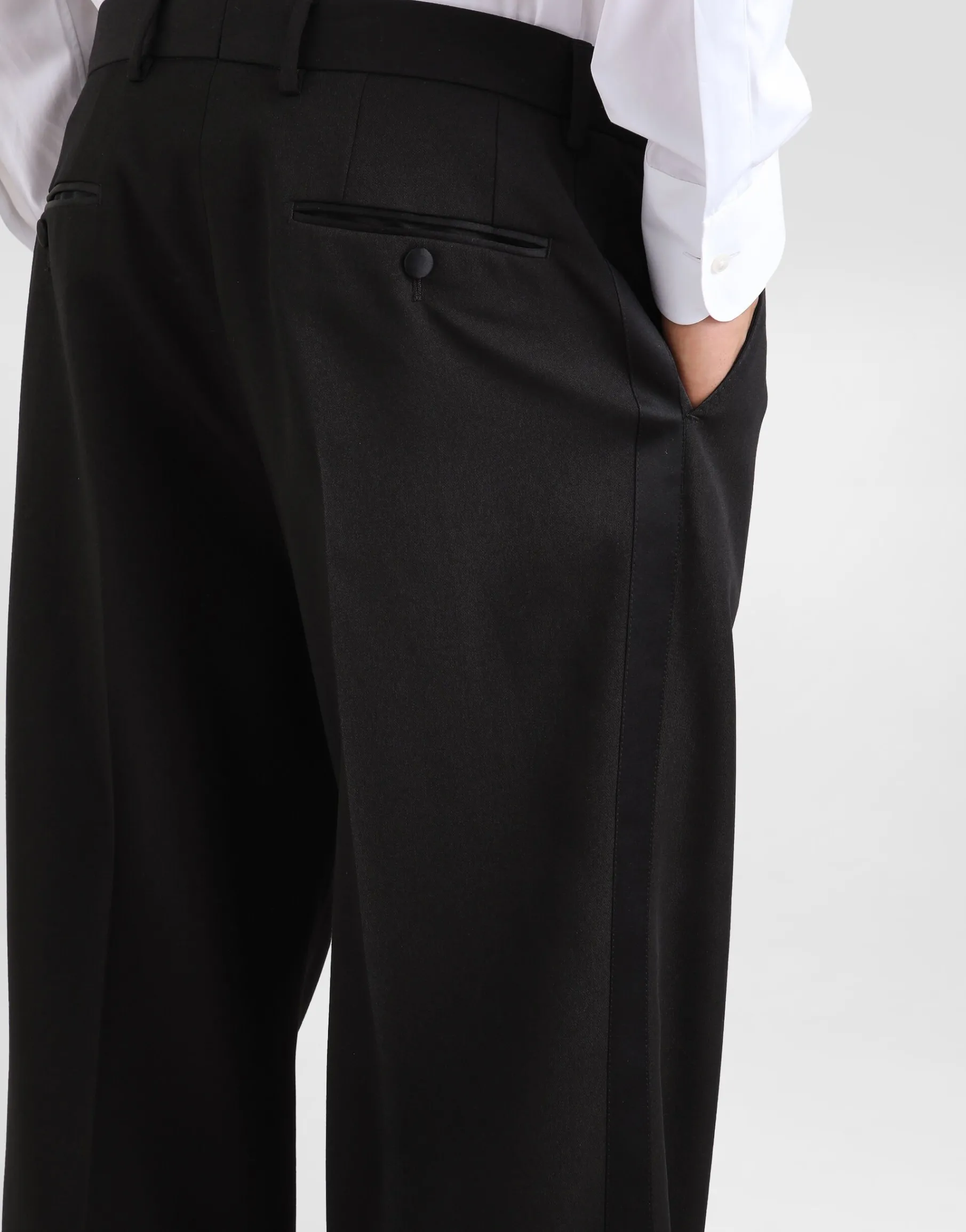 Technical gabardine tuxedo pants