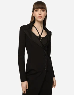 Technical jersey midi coat dress