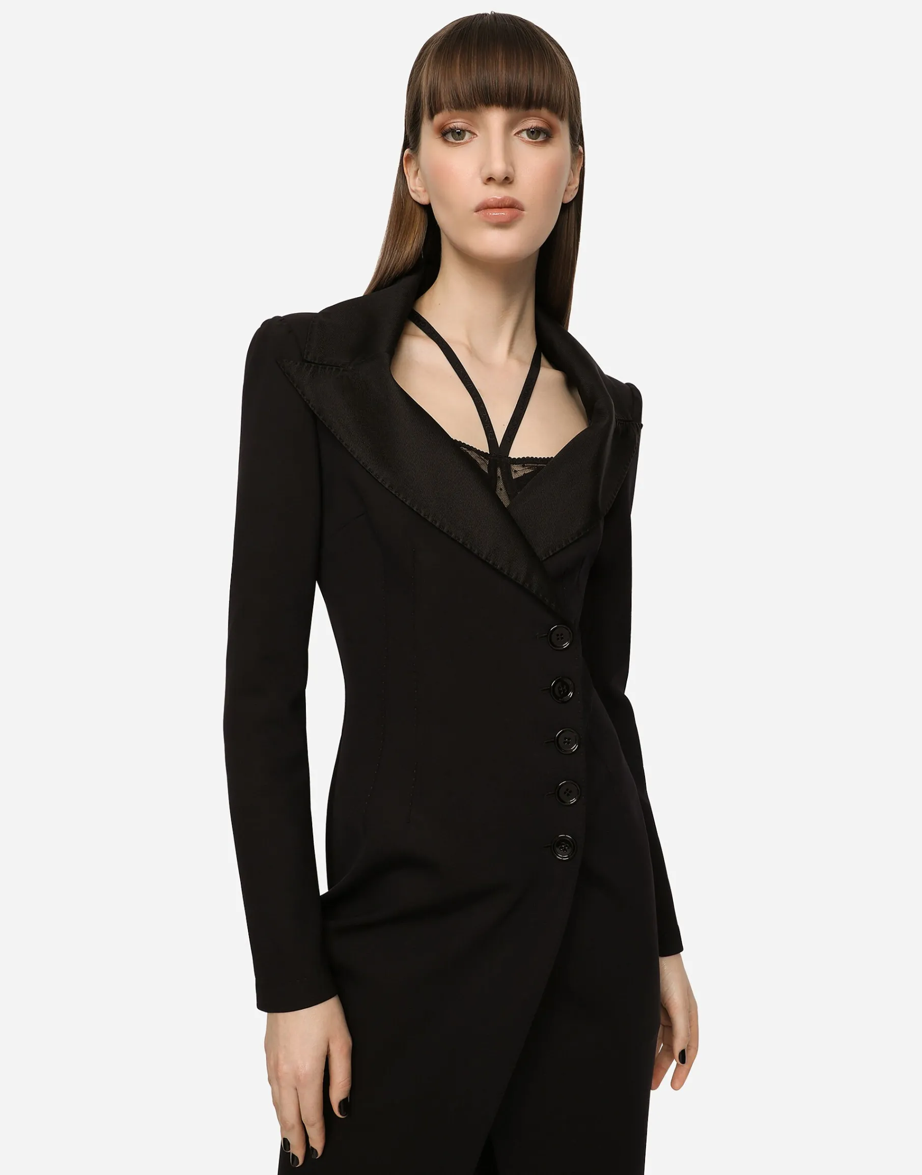 Technical jersey midi coat dress