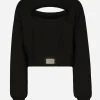 Technical jersey sweatshirt with cut-out and Dolce&Gabbana tag