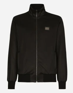 Technical jersey sweatshirt with branded tag