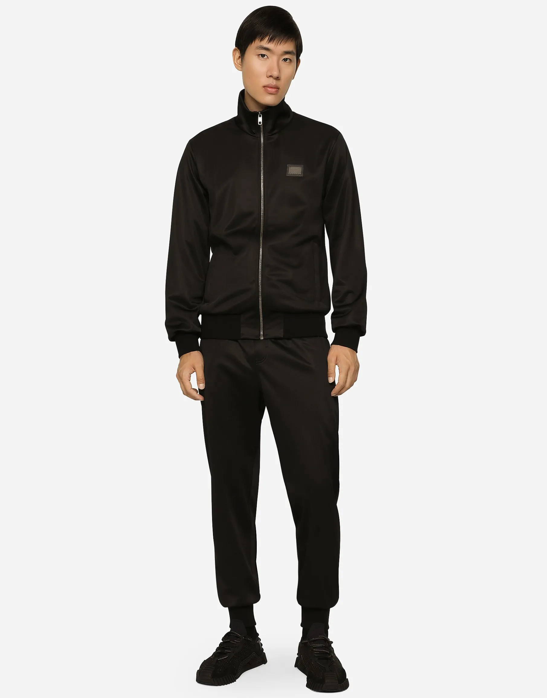 Technical jersey sweatshirt with branded tag