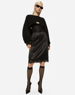 Technical jersey sweatshirt with cut-out and Dolce&Gabbana tag