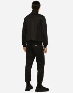 Technical jersey sweatshirt with branded tag