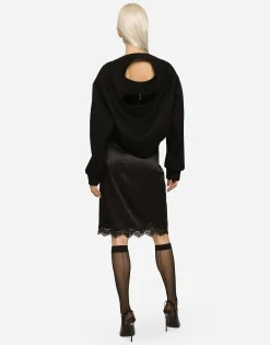 Technical jersey sweatshirt with cut-out and Dolce&Gabbana tag
