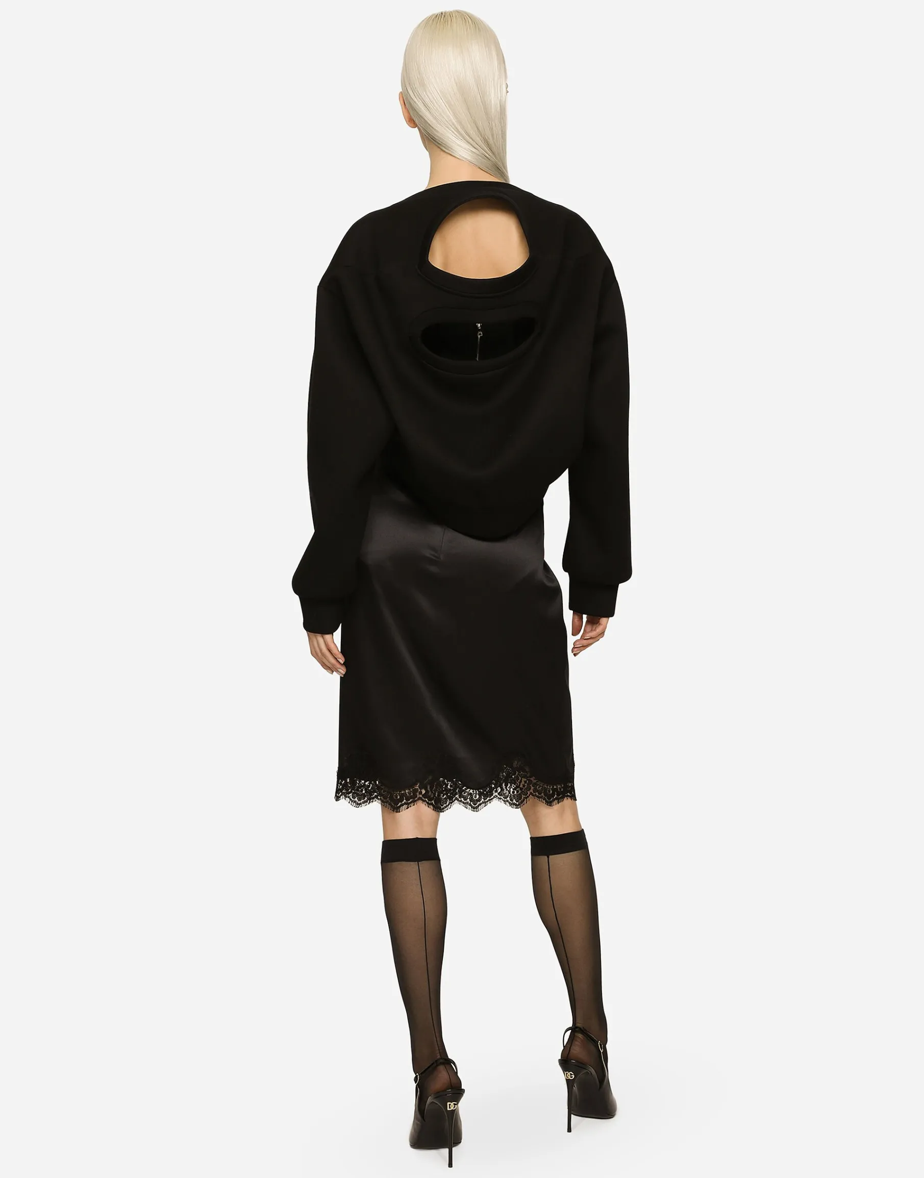Technical jersey sweatshirt with cut-out and Dolce&Gabbana tag