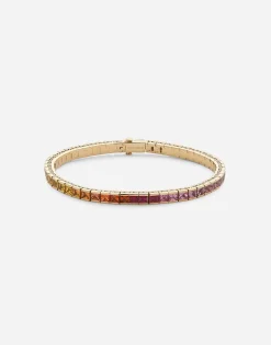 Tennis bracelet in yellow gold 18kt with multicolor sapphires