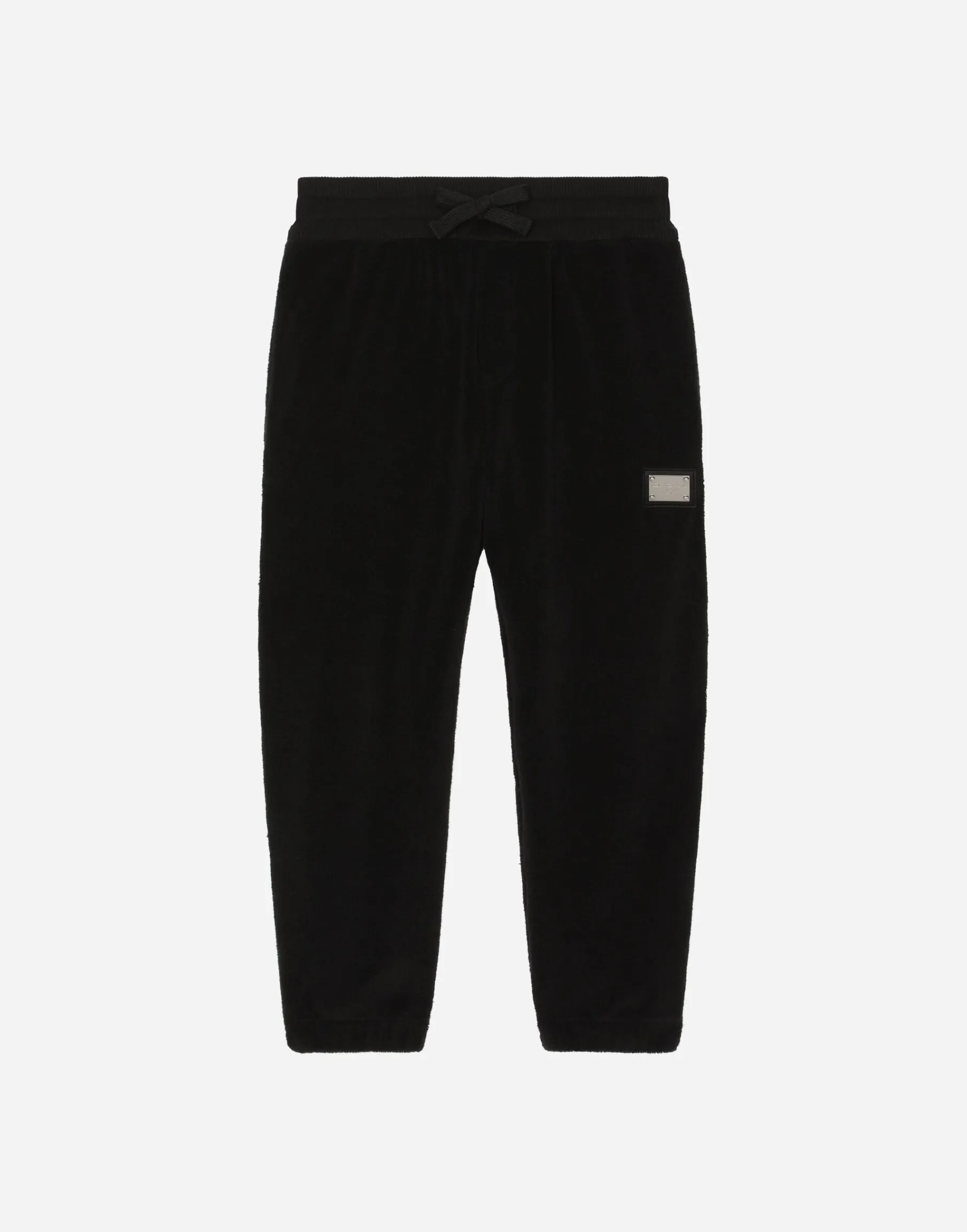 Terrycloth jogging pants with logo tag