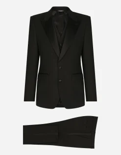 Three-piece Sicilia-fit suit in stretch wool