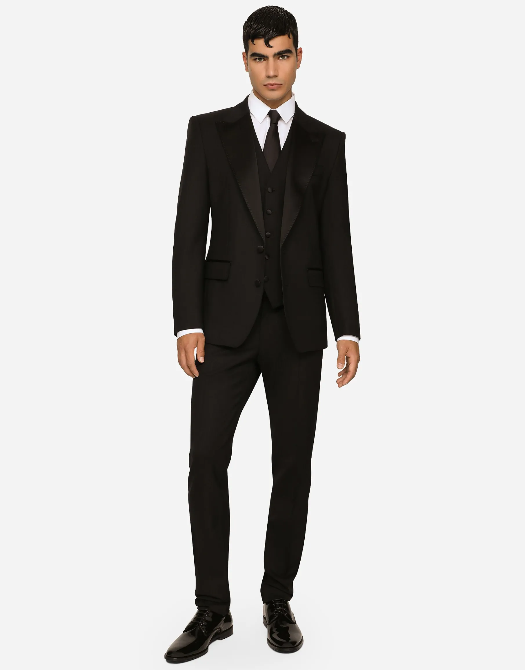 Three-piece Sicilia-fit suit in stretch wool