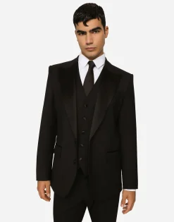 Three-piece Sicilia-fit suit in stretch wool