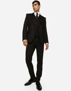 Three-piece Sicilia-fit suit in stretch wool