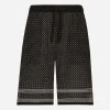 Tie-print silk jogging shorts