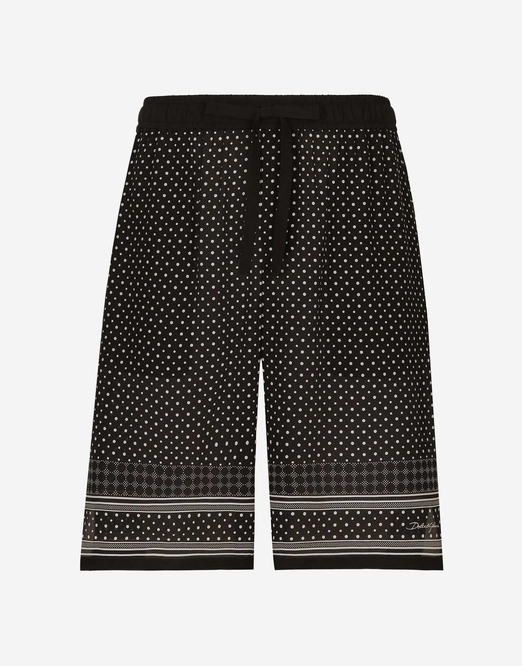 Tie-print silk jogging shorts