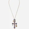 Tradition cross pendant with tanzanites