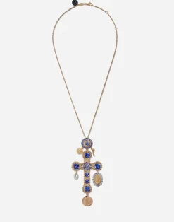 Tradition cross pendant with tanzanites