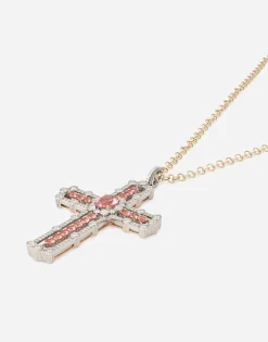 Tradition pendant in pink and white gold 18kt with tourmalines and diamonds