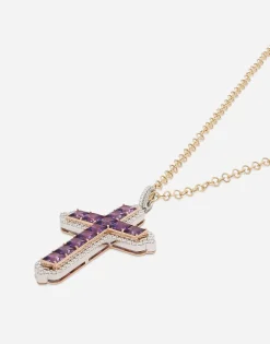 Tradition pendant in rose and white gold 18kt with amethystes and diamonds