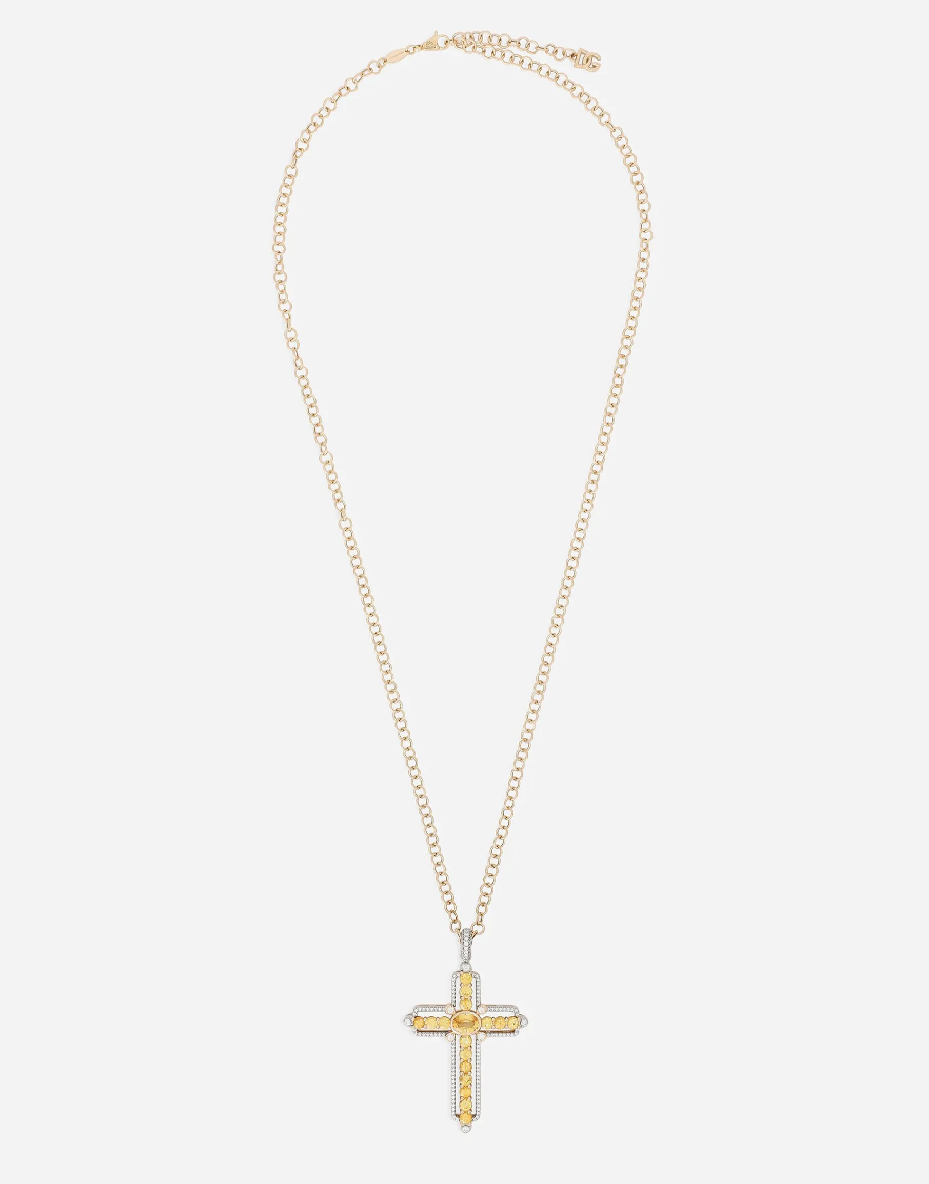 Tradition pendant in yellow and white gold 18Kt with yellow sapphires and diamonds