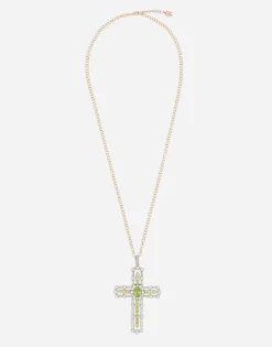 Tradition pendant in yellow and white gold 18kt with peridots and diamonds