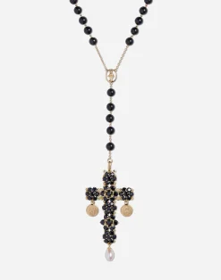 Tradition rosary in yellow gold black sapphires