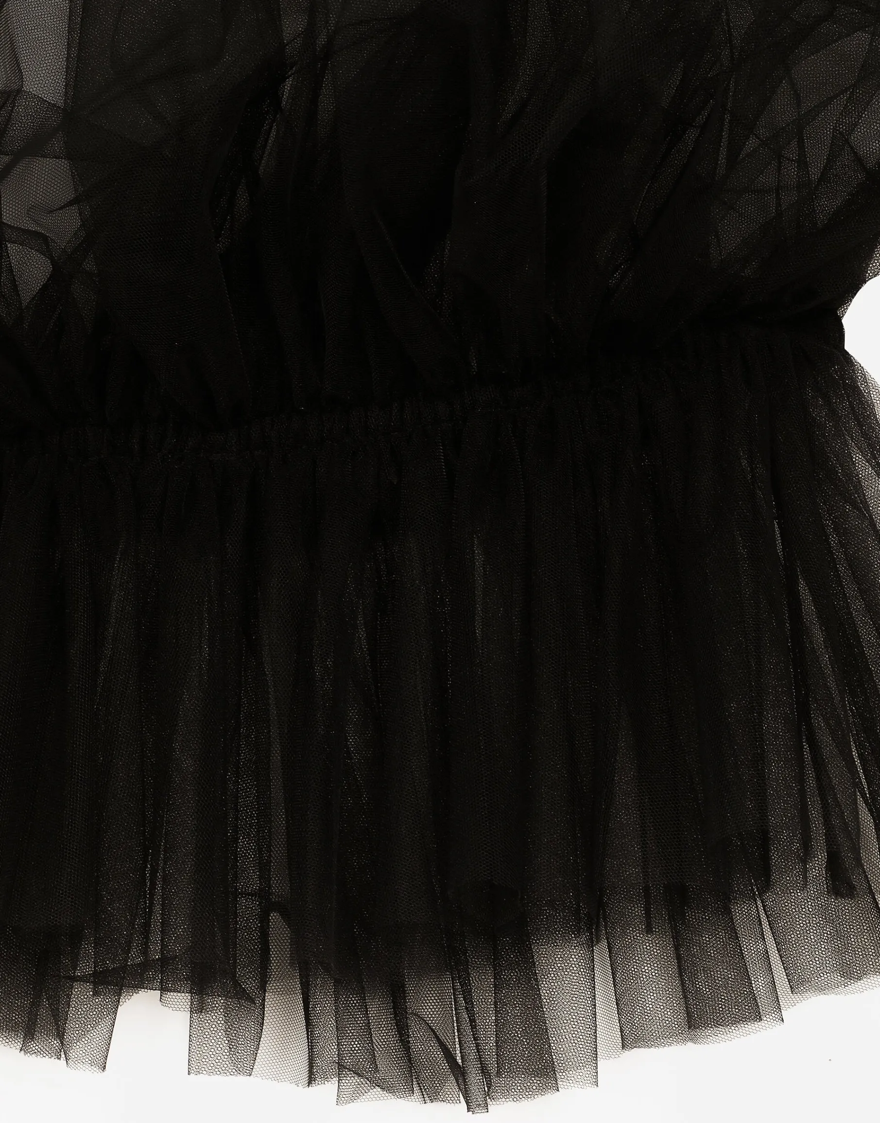 Tulle blouse with ruffles on the neck and cuffs