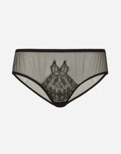 Tulle briefs with lace inlay